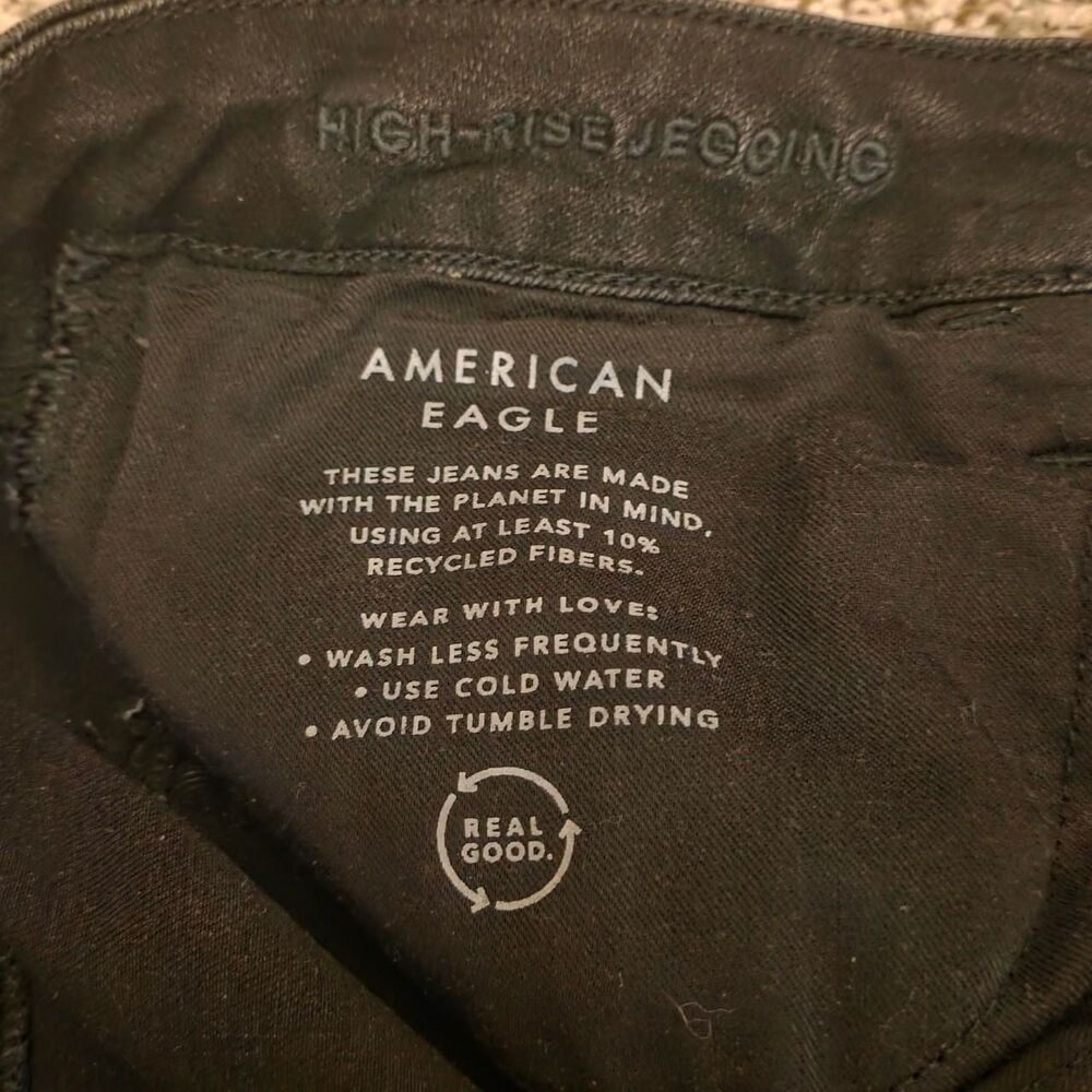 American Eagle Womens 12 Black High Rise Skinny Stretch Jeans - Picture 2 of 3